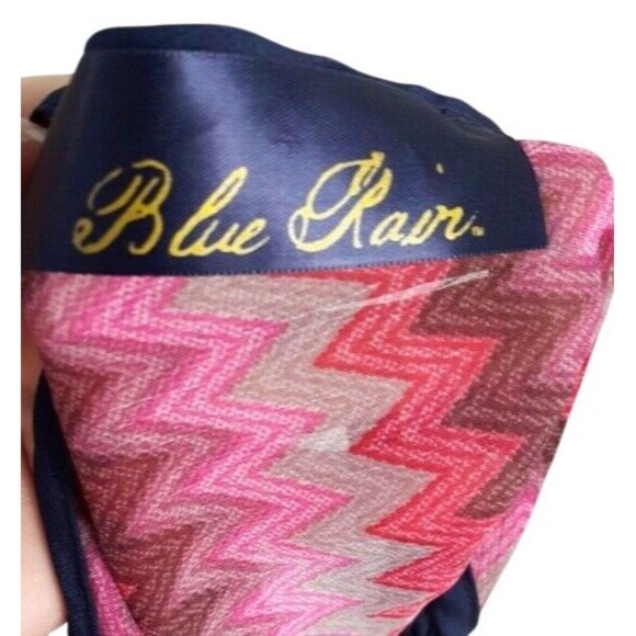 2/$15 Blue Rain Chevron Tank Top Pink Large Keyhole Sleeveless Semi Sheer Ties - Picture 5 of 7